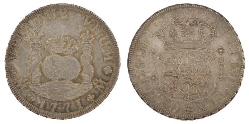 Carlos III (1759-1788). 1771 FM. México. 8 reales. (AC 1103). 27,01 gr. Columnar...