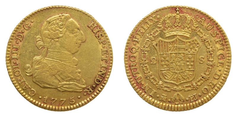 Carlos III (1759-1788). 1775 PJ. Madrid. 2 escudos. (AC 1549). Au 6,76 gr. 

S...