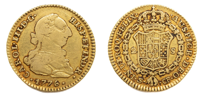 Carlos III (1759-1788). 1776 CF. Sevilla. 2 escudos. (AC 1730). Au 6,67 gr. 

...