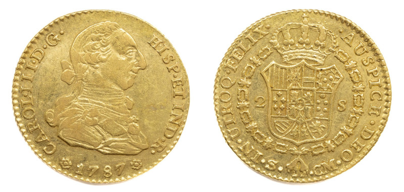 Carlos III (1759-1788). 1787 CM. Sevilla. 2 escudos. (AC 1736). Au 6,78 gr. 

...