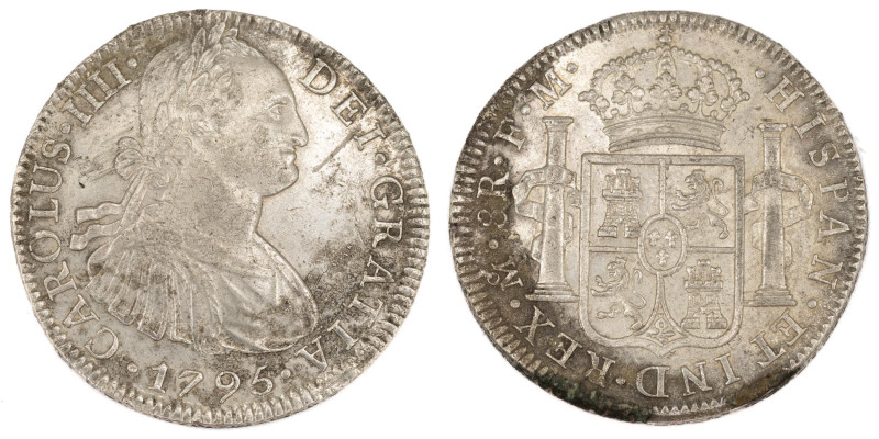 Carlos IV (1788-1808). 1795 FM. México. 8 reales. (AC 958). 26,85 gr. Oxidacione...