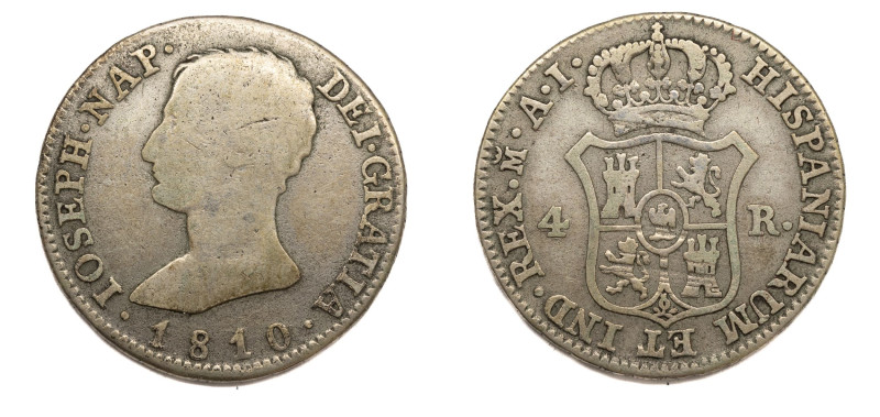 José Napoleón (1808-1813). 1810 AI. Madrid. 4 reales. (AC 14). 5,48 gr. 

Stat...