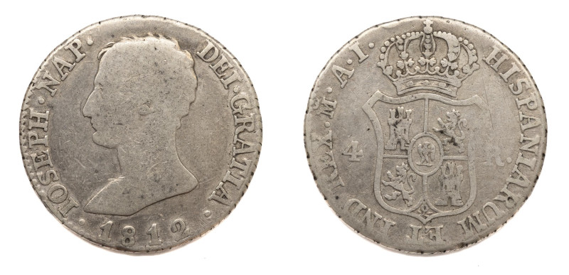 José Napoleón (1808-1813). 1812 AI. Madrid. 4 reales. (AC 18). 5,58 gr. 

Stat...