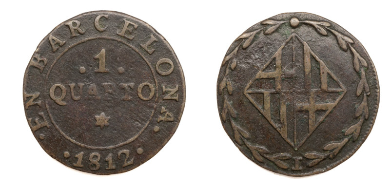 Catalunya Napoleónica (1808-1814). 1812. Barcelona. Cuarto. (AC 6). Ae. 

Stat...