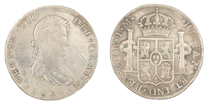 Fernando VII (1808-1833). 1821 JM. Guanajuato. 8 reales. (AC 1217). 25,88 gr. Ox...