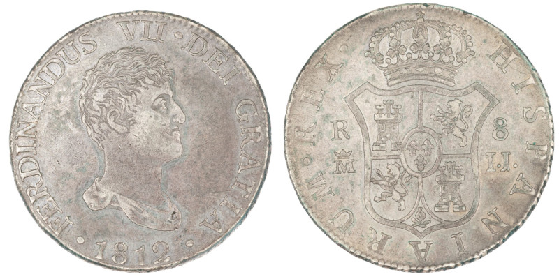 Fernando VII (1808-1833). 1812 IJ. Madrid. 8 reales. (AC 1260). 26,58 gr. Patina...