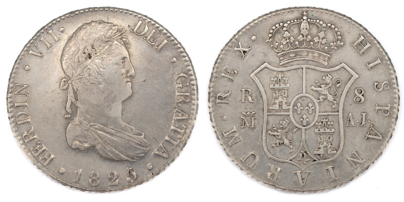 Fernando VII (1808-1833). 1825 AJ. Madrid. 8 reales. (AC 1279). 26,85 gr. 

St...