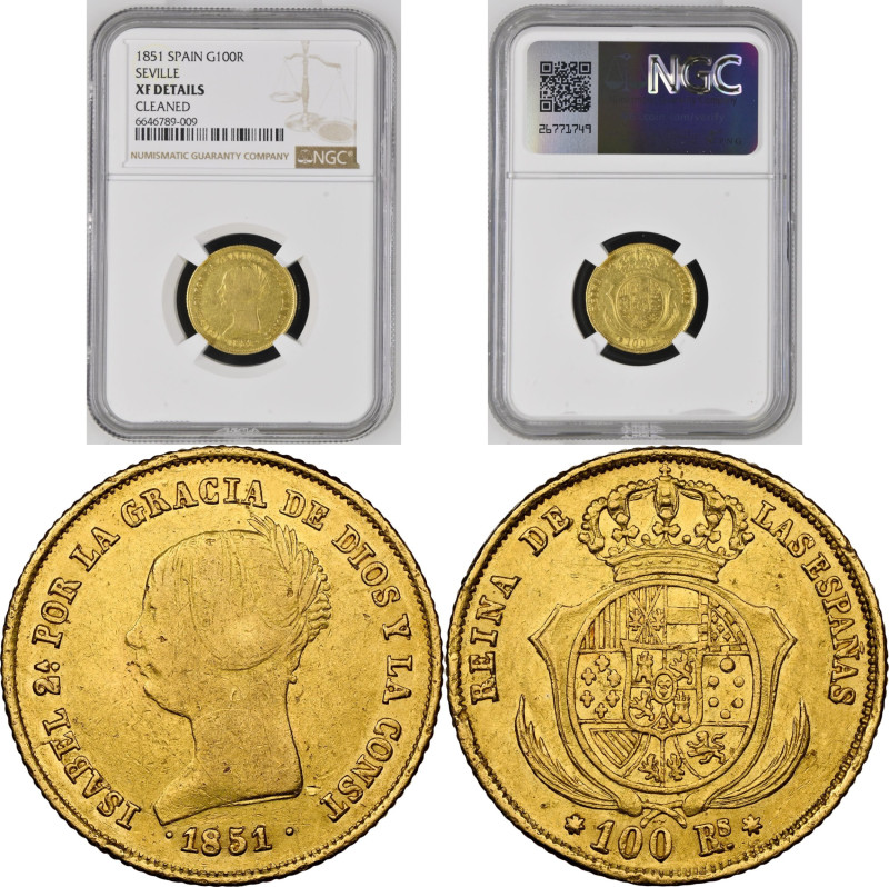 Isabel II (1833-1868). 1851. Sevilla. 100 reales. (AC 793). NGC (6646789-009) XF...