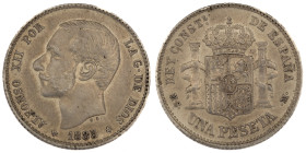 Alfonso XII (1874-1885). 1885 *1885 MSM. 1 peseta. (AC 24). 5,01 gr.