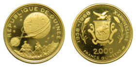 GUINEA. 1969. 2000 francs. (KM#18). 9 gr. Au 900. Lunar Landing.