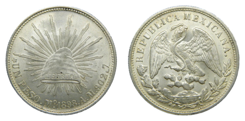 MEXICO. 1898 AM. 1 Peso. Republica Mexicana (KM#409.2). 27,14 gr. 

Status: SC...