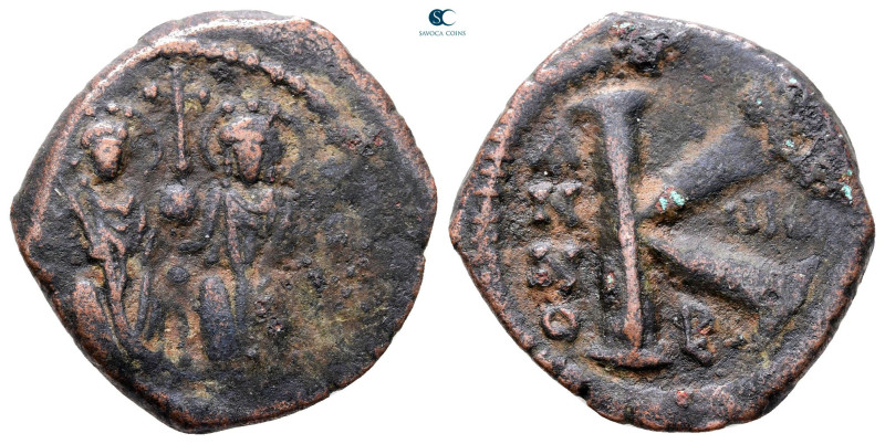 Justin II and Sophia AD 565-578. Theoupolis (Antioch)
Half Follis or 20 Nummi Æ...