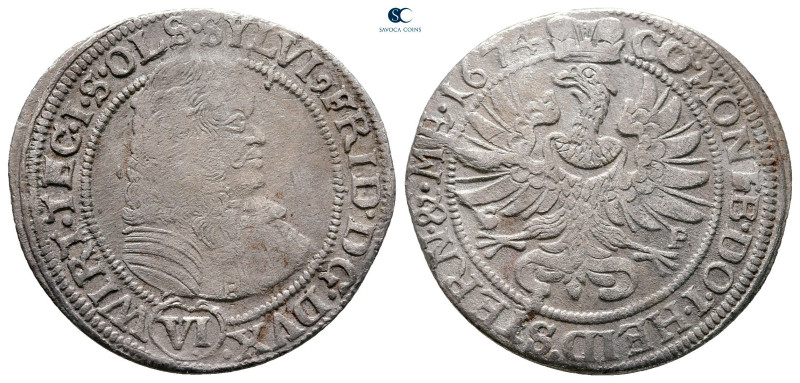 Germany. Silesia-Württemberg-Öls. Sylvius Friedrich AD 1668-1697. 
6 Kreuzer AR...