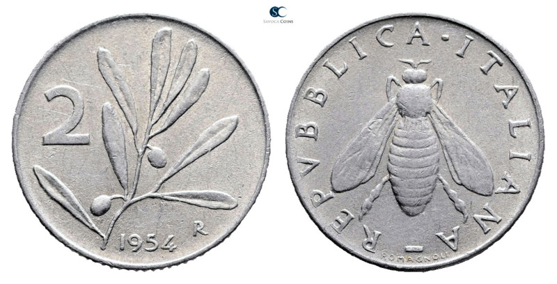 Italy. AD 1954. 
2 Lire

 mm, 0,8 g



Nearly Uncirculated