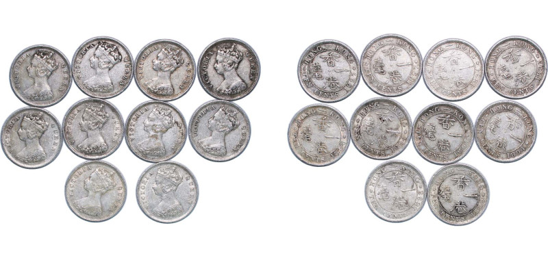 China Hong Kong British colony 1894 - 1899 10 Cents - Victoria (10 Lots) Silver ...