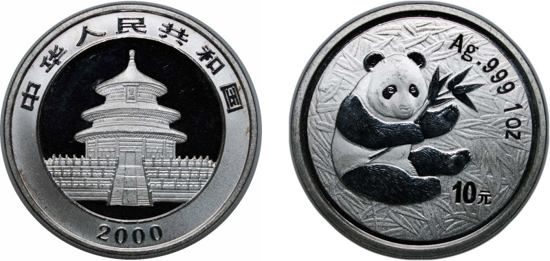 China People's Republic of China 2000 10 Yuan (Panda) Silver (.999) (140000) 31....