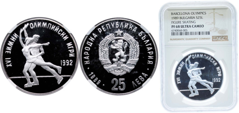 Bulgaria People's Republic 1989 25 Leva (16th Winter Olympic Games) Silver (.925...