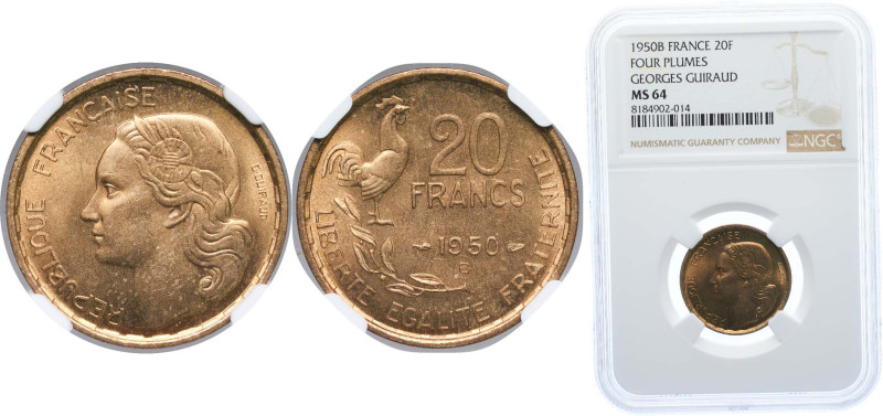 France Fourth Republic 1950 B 50 Francs Copper-aluminium Beaumont-le-Roger Mint ...