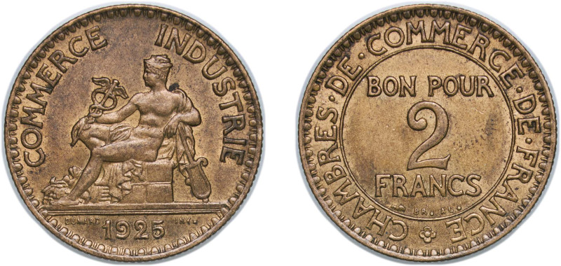 France Third Republic 1925 2 Francs (Chambers of Commerce) Copper-aluminium Pari...