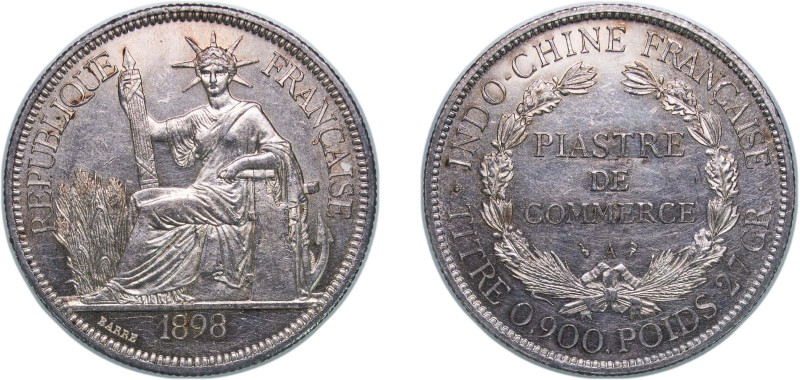 French Indochina French colony 1898 A 1 Piastre Silver (.900) Paris Mint (430400...