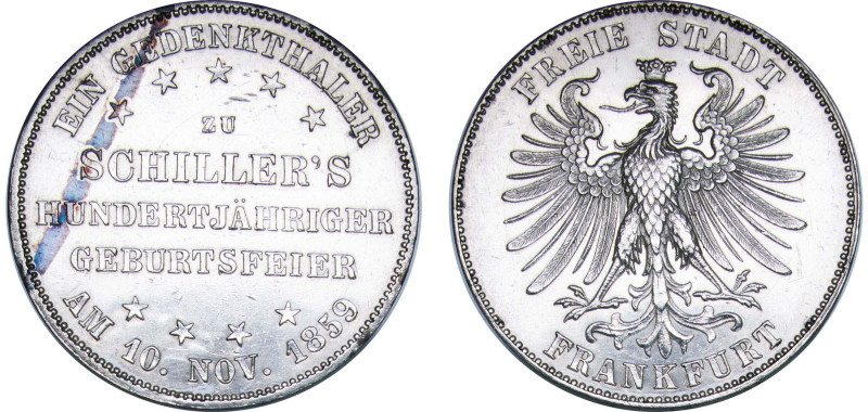 Germany Free imperial city of Frankfurt German states 1859 1 Thaler ("Memorial T...