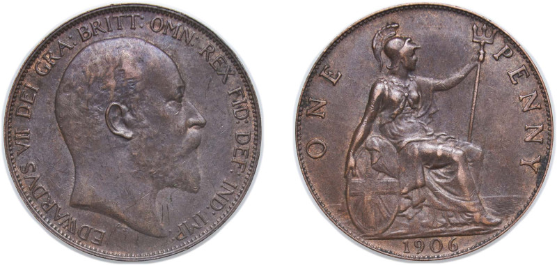 Great Britain United Kingdom 1906 1 Penny - Edward VII Bronze (37989500) 9.45g A...