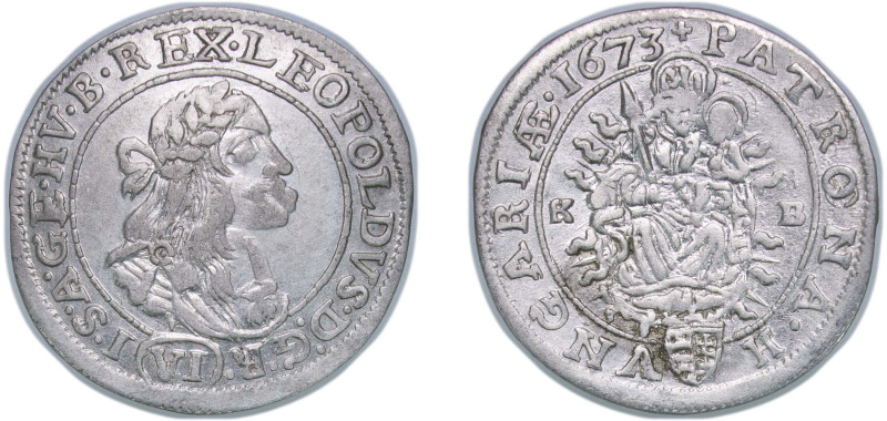 Hungary Kingdom 1673 KB 6 Kreuzers - Leopold I Billon (.438 silver) Kremnica Min...