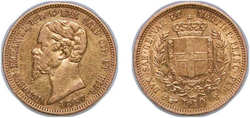 Piedmont-Sardinia, Kingdom of Italian states 1857 B 10 Lire - Victor Emmanuel II...