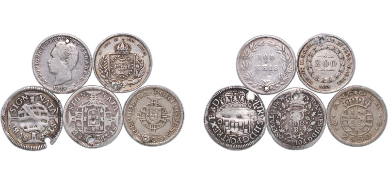 Portugal 1695 - 1953 Coinage (5 Lots) Silver VF Holed