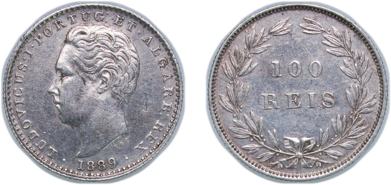 Portugal Kingdom 1889 100 Réis - Luiz I Silver (.91666) Lisbon Mint (1500000) 2....