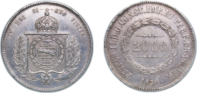 Brazil Empire 1856 2000 Réis - Pedro II Silver (.917) Rio de Janeiro Mint (29932...