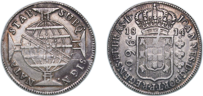 Brazil Portuguese colony 1814 B 960 Réis - João Prince Regent Silver (.896) Bahi...