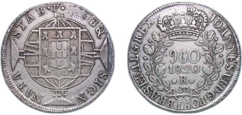 Brazil Portuguese colony 1820 R 960 Réis - João VI Silver (.896) Rio de Janeiro ...