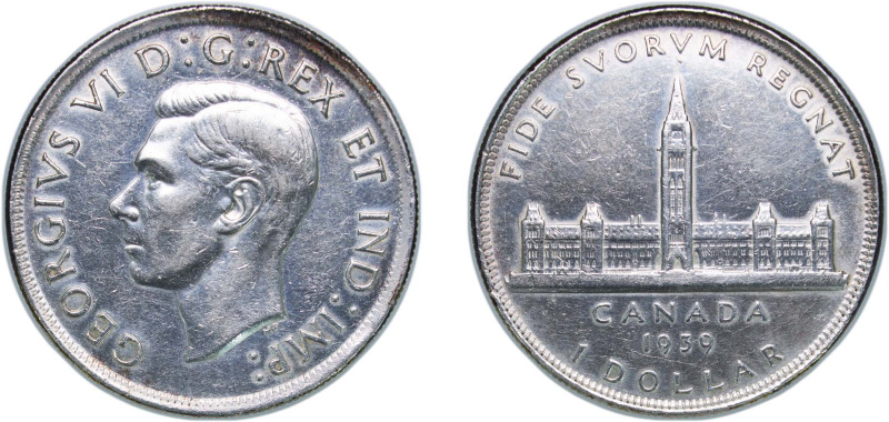 Canada Commonwealth 1939 1 Dollar - George VI (Royal Visit) Silver (.800) Ottawa...