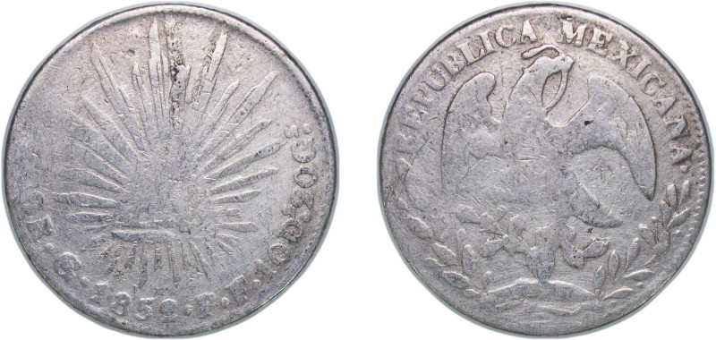 Mexico Federal Republic 1852 Go PF 8 Reales Silver (.903) Guanajuato Mint 26.36g...