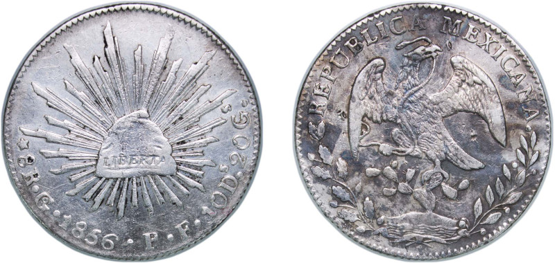 Mexico Federal Republic 1856 Go PF 8 Reales Silver (.903) Guanajuato Mint 26.82g...