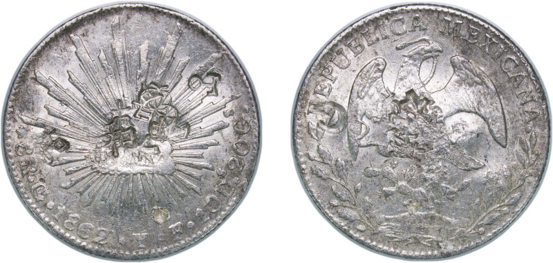 Mexico Federal Republic 1862 Go YF 8 Reales Silver (.903) Guanajuato Mint 26.75g...