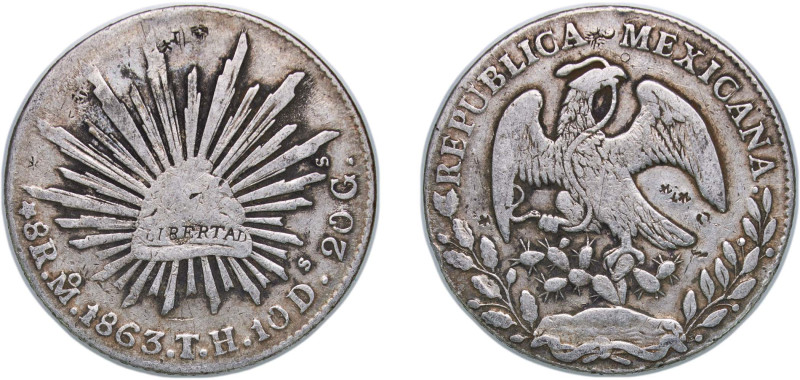 Mexico Federal Republic 1863 Mo TH 8 Reales Silver (.903) Mexico City Mint 26.9g...