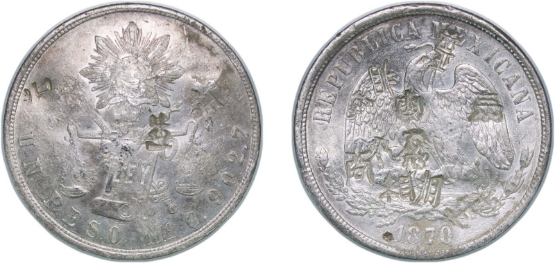 Mexico Federal Republic 1870 Mo C 1 Peso "Balanza" Silver (.9027) Mexico City Mi...