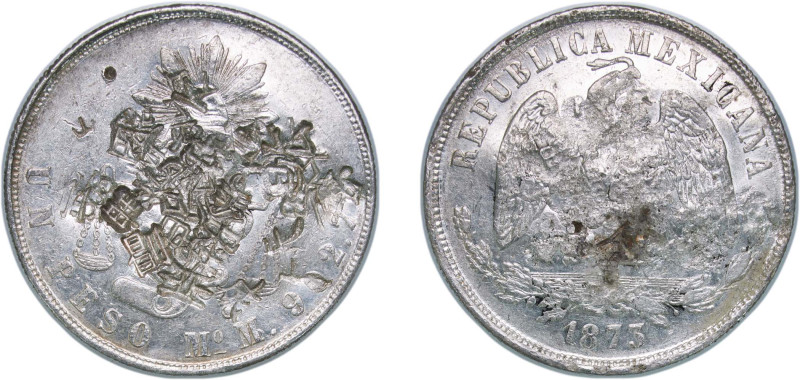 Mexico Federal Republic 1873 Mo M 1 Peso "Balanza" Silver (.9027) Mexico City Mi...