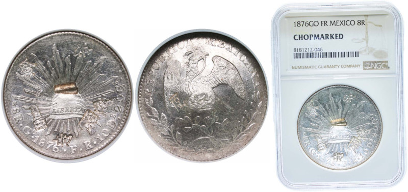 Mexico Federal Republic 1876 Go FR 8 Reales Silver (.903) Guanajuato Mint 27.07g...