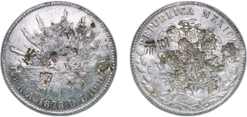 Mexico Federal Republic 1878 As DL 8 Reales Silver (.903) Alamos Mint (513000) 2...