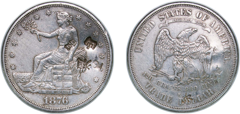 United States Federal republic 1876 S 1 Dollar "Trade Dollar" Silver (.900) San ...