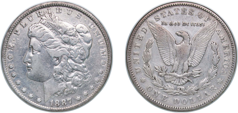 United States Federal republic 1887 1 Dollar "Morgan Dollar" Silver (.900) Phila...