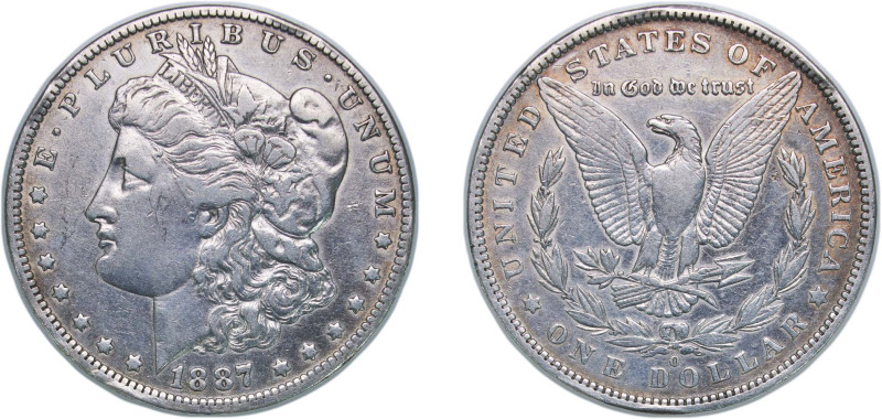 United States Federal republic 1887 O 1 Dollar "Morgan Dollar" Silver (.900) New...