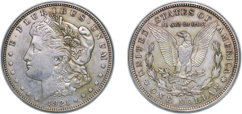 United States Federal republic 1921 D 1 Dollar "Morgan Dollar" Silver (.900) Den...