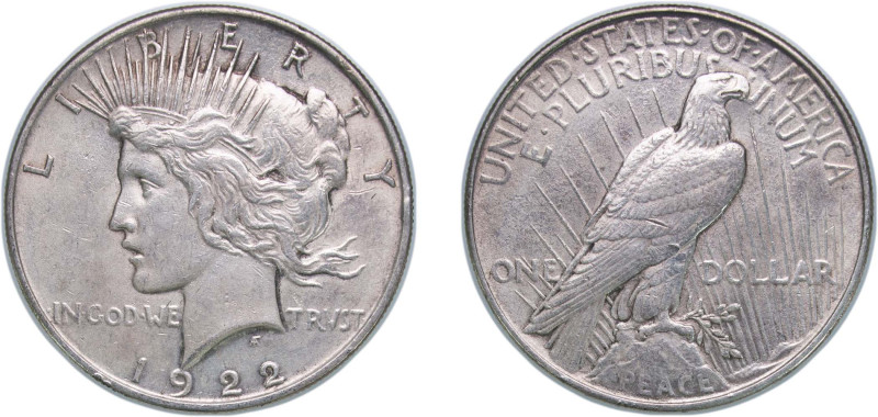 United States Federal republic 1922 1 Dollar "Peace Dollar" Silver (.900) Philad...