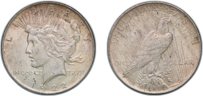 United States Federal republic 1922 1 Dollar "Peace Dollar" Silver (.900) Philad...