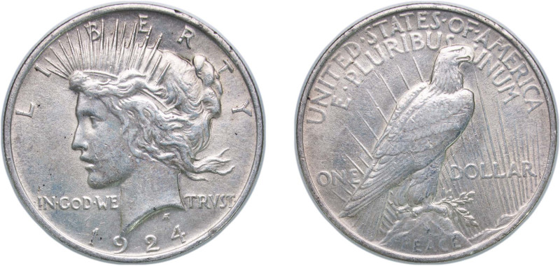 United States Federal republic 1924 1 Dollar "Peace Dollar" Silver (.900) Philad...