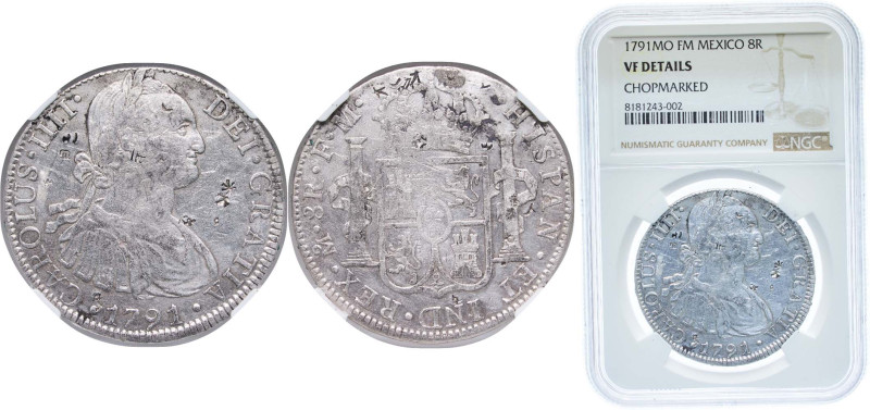 Mexico Spanish colony 1791 Mo FM 8 Reales - Charles IV Silver (.903) Mexico City...